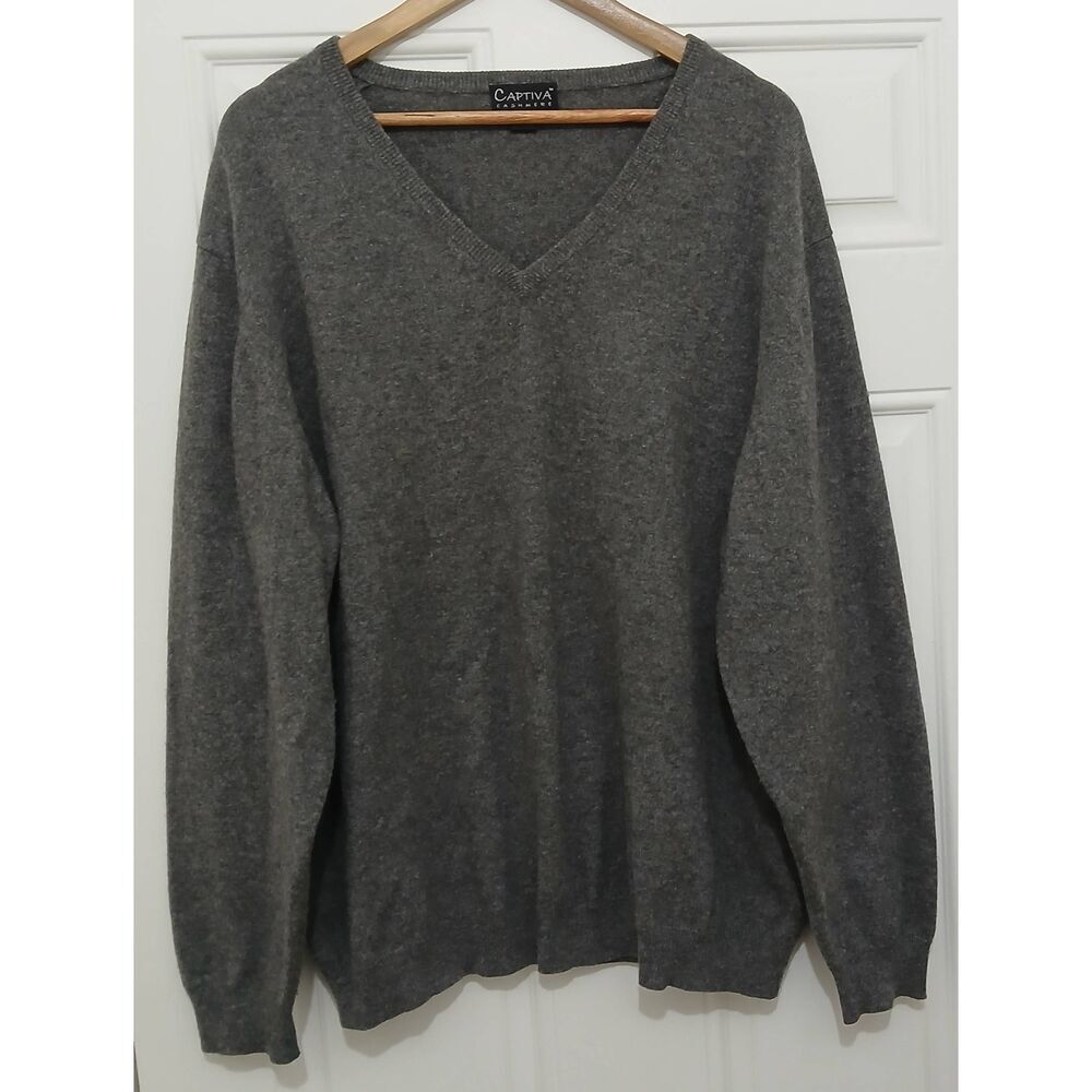 Womens xl 100% cashmere sweater gray captiva premium quality slouchy boho